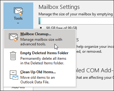 outlook inbox full